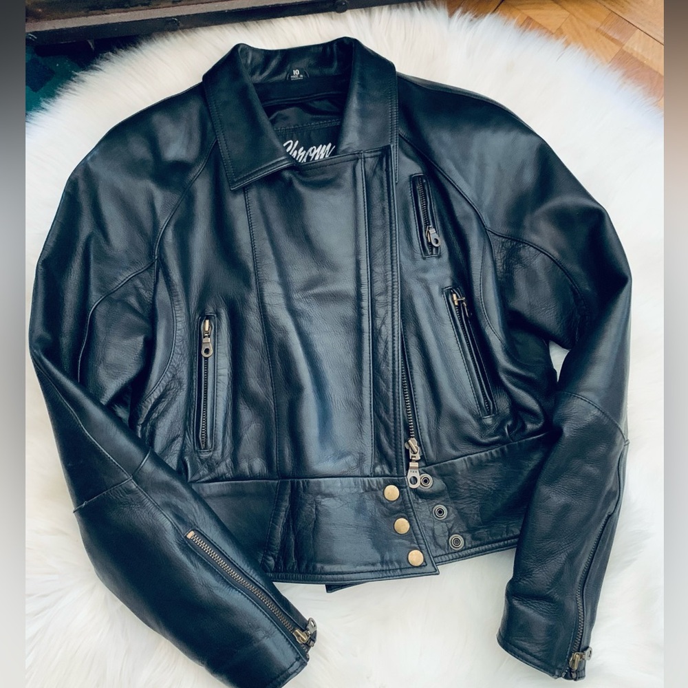 Chrome Riding Gear Black Leather Moto Jacket for Women